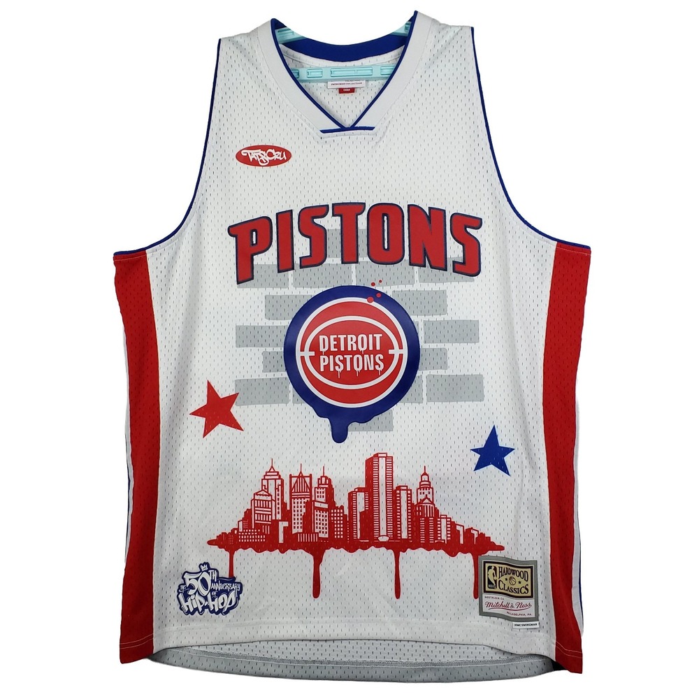 Tats Cru Detroit Pistons Mitchell & Ness NBA XL XLarge Jersey White #50 New
